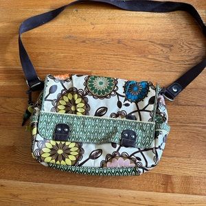 Fossil Key Per Floral Briefcase Messenger Bag Large Soft Vinyl Boho